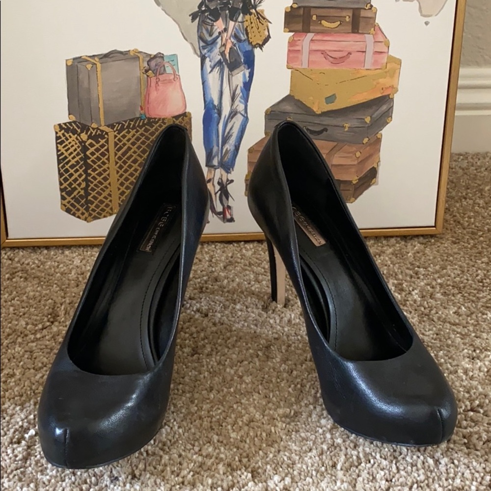 BCBG Black Leather Heels